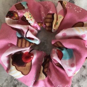 Birthday cupcake sweet tree hair scrunchie pink